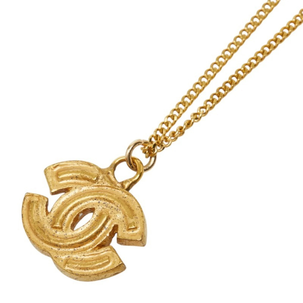 Chanel Coco Mark Chain Necklace Pendant 01P Gold Plated Women's CHANEL